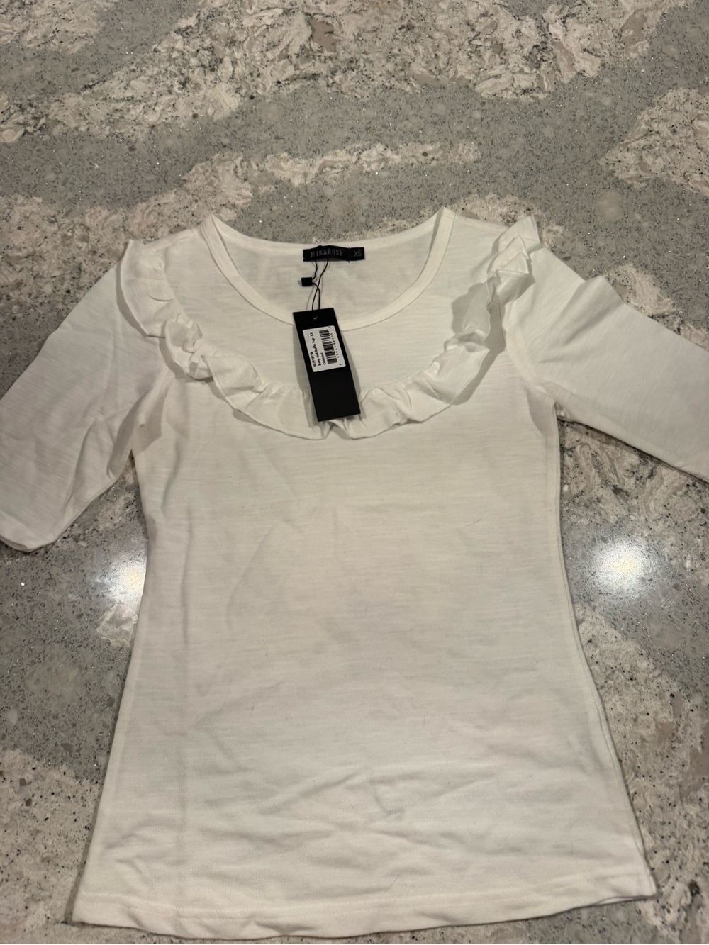 NWT Unique Vintage White Ruffle Scoop Neck Top